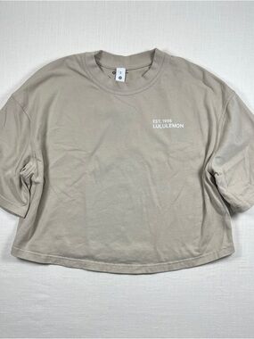 Lululemon Brushed Heavyweight Cotton Cropped Crew T-Shirt - Mojave Tan - Size XS